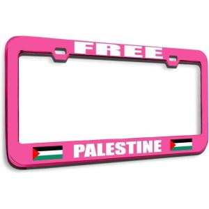 imageSpeedy Pros Metal License Plate Frame Free Palestine Palestinian Country Metal Tag Holder Car Accessories Black 2 Holes 1 FrameHot Pink 2 Holes