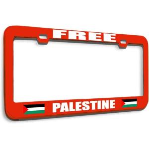 imageSpeedy Pros Metal License Plate Frame Free Palestine Palestinian Country Metal Tag Holder Car Accessories Black 2 Holes 1 FrameRed 2 Holes