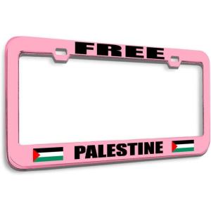 imageSpeedy Pros Metal License Plate Frame Free Palestine Palestinian Country Metal Tag Holder Car Accessories Black 2 Holes 1 FrameSoft Pink 2 Holes
