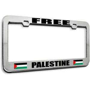 imageSpeedy Pros Metal License Plate Frame Free Palestine Palestinian Country Metal Tag Holder Car Accessories Black 2 Holes 1 FrameStainless Steel 2 Holes