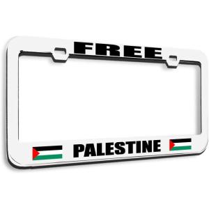 imageSpeedy Pros Metal License Plate Frame Free Palestine Palestinian Country Metal Tag Holder Car Accessories Black 2 Holes 1 FrameWhite 2 Holes