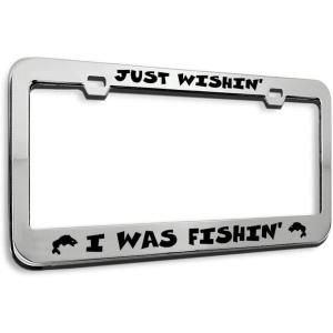 imageSpeedy Pros Metal License Plate Frame Just Wishing I was Fishing Fish Fishing Chrome Tag Border Car Accessories Chrome 2 Holes 1 FrameChrome 2 Holes