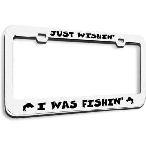imageSpeedy Pros Metal License Plate Frame Just Wishing I was Fishing Fish Fishing Chrome Tag Border Car Accessories Chrome 2 Holes 1 FrameWhite 2 Holes