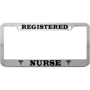 imageSpeedy Pros Registered Nurse Zinc Metal License Plate Frame Car Auto Tag Holder  Chrome 2 Holes
