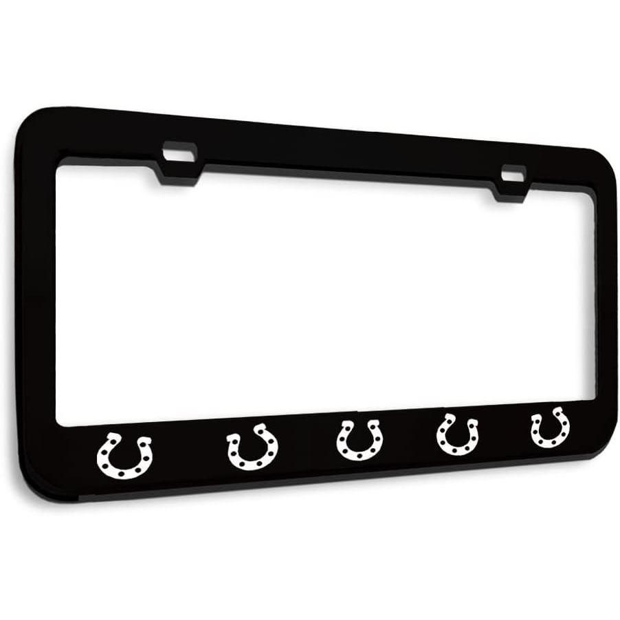 imageSpeedy Pros Metal License Plate Frame Horseshoe Horseshoes Metal Tag Holder Car Accessories Black 2 Holes 1 FrameBlack 2 Holes