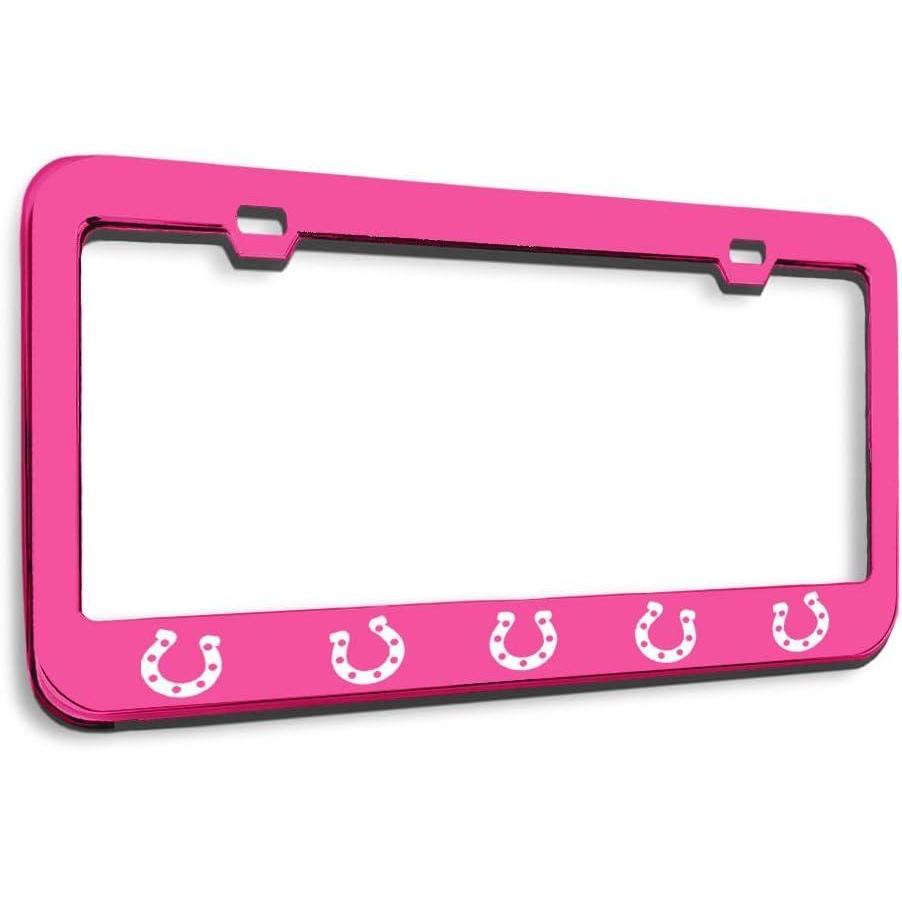imageSpeedy Pros Metal License Plate Frame Horseshoe Horseshoes Metal Tag Holder Car Accessories Black 2 Holes 1 FrameHot Pink 2 Holes