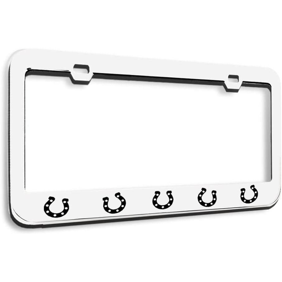imageSpeedy Pros Metal License Plate Frame Horseshoe Horseshoes Metal Tag Holder Car Accessories Black 2 Holes 1 FrameWhite 2 Holes