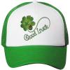 imageTrucker Hat Irish Clover and Ladybug Good Luck Nature Flowers ampamp Plants PolyesterKelly Green
