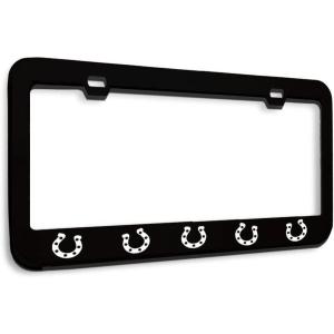 imageSpeedy Pros Metal License Plate Frame Horseshoe Horseshoes Metal Tag Holder Car Accessories Black 2 Holes 1 FrameBlack 2 Holes