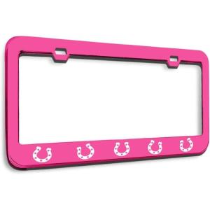 imageSpeedy Pros Metal License Plate Frame Horseshoe Horseshoes Metal Tag Holder Car Accessories Black 2 Holes 1 FrameHot Pink 2 Holes