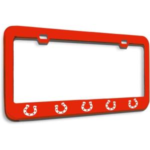 imageSpeedy Pros Metal License Plate Frame Horseshoe Horseshoes Metal Tag Holder Car Accessories Black 2 Holes 1 FrameRed 2 Holes