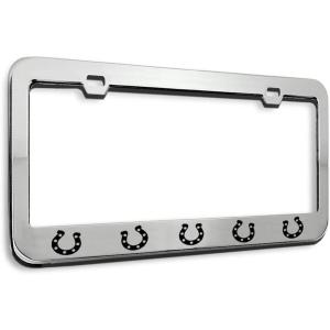 imageSpeedy Pros Metal License Plate Frame Horseshoe Horseshoes Metal Tag Holder Car Accessories Black 2 Holes 1 FrameStainless Steel 2 Holes