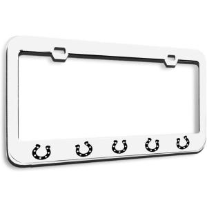 imageSpeedy Pros Metal License Plate Frame Horseshoe Horseshoes Metal Tag Holder Car Accessories Black 2 Holes 1 FrameWhite 2 Holes