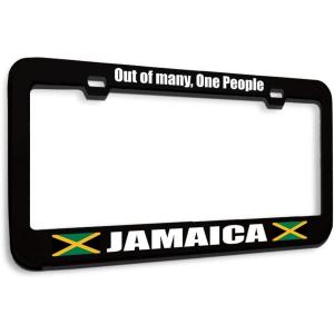 imageSpeedy Pros Metal License Plate Frame Jamaica Out of Many 1 People Country Metal Tag Holder Car Accessories Chrome 2 Holes 1 FrameBlack 2 Holes