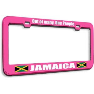 imageSpeedy Pros Metal License Plate Frame Jamaica Out of Many 1 People Country Metal Tag Holder Car Accessories Chrome 2 Holes 1 FrameHot Pink 2 Holes