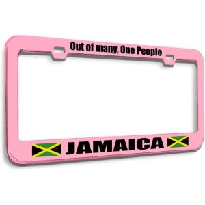 imageSpeedy Pros Metal License Plate Frame Jamaica Out of Many 1 People Country Metal Tag Holder Car Accessories Chrome 2 Holes 1 FrameSoft Pink 2 Holes