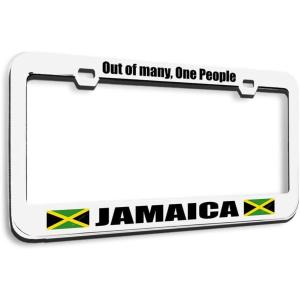 imageSpeedy Pros Metal License Plate Frame Jamaica Out of Many 1 People Country Metal Tag Holder Car Accessories Chrome 2 Holes 1 FrameWhite 2 Holes