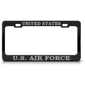 imageUnited States US Air Force Steel Heavy Duty Black License Plate Frame Tag Border Gray