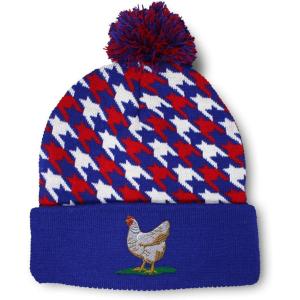 imageSpeedy Pros Pom Pom Beanies for Women Chicken Hen Embroidery Skull Cap Winter Hats for Men Acrylic 1 SizeAmerican Stars Design Only