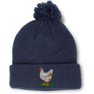 imageSpeedy Pros Pom Pom Beanies for Women Chicken Hen Embroidery Skull Cap Winter Hats for Men Acrylic 1 SizeNavy Design Only