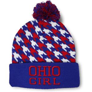imageSpeedy Pros Pom Pom Beanies for Women Ohio Girl State USA America Embroidery Skull Cap Girl Winter Hats for Men 1 SizeAmerican Stars Design Only