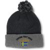 imageCustom Pom Pom Beanies for Women Sweden Sverige Flag Embroidery Skull Cap Flags Winter Hats for Men 1 SizeBlack Grey Personalized Text Here