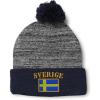 imageCustom Pom Pom Beanies for Women Sweden Sverige Flag Embroidery Skull Cap Flags Winter Hats for Men 1 SizeHeather Gray Navy Design Only