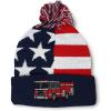 imageSpeedy Pros Pom Pom Beanies for Women Fire Engine Truck A Embroidery Skull Cap Winter Hats for Men Acrylic 1 SizeAmerican Flag Design Only