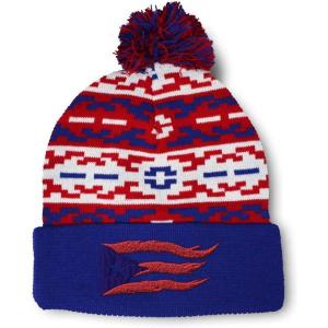 imagePom Pom Beanies for Women Puerto Rico Flame Flag Black Embroidery Skull Cap Winter Hats for Men 1 SizeAmerican Pixel Design Only