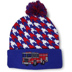 imageSpeedy Pros Pom Pom Beanies for Women Fire Engine Truck A Embroidery Skull Cap Winter Hats for Men Acrylic 1 SizeAmerican Stars Design Only