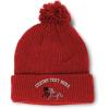 imagePom Pom Beanies for Women Animal Running Horses Embroidery Skull Cap Winter Hats for Men Acrylic 1 SizeRed Personalized Text Here