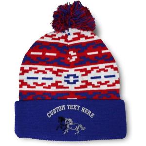 imagePom Pom Beanies for Women Animal Running Horses Embroidery Skull Cap Winter Hats for Men Acrylic 1 SizeAmerican Pixel Personalized Text Here