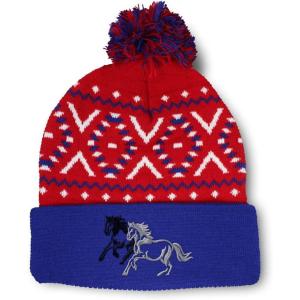 imagePom Pom Beanies for Women Animal Running Horses Embroidery Skull Cap Winter Hats for Men Acrylic 1 SizeAmerican X Design Only