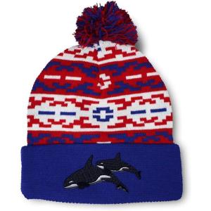 imagePom Pom Beanies for Women Killer Whales Embroidery Skull Cap Winter Hats for Men Acrylic 1 SizeAmerican Pixel Design Only