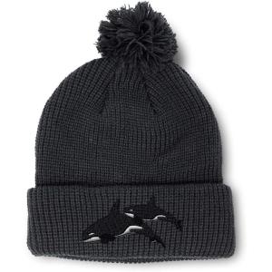 imagePom Pom Beanies for Women Killer Whales Embroidery Skull Cap Winter Hats for Men Acrylic 1 SizeBlack Design Only