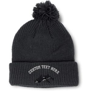 imagePom Pom Beanies for Women Killer Whales Embroidery Skull Cap Winter Hats for Men Acrylic 1 SizeBlack Personalized Text Here