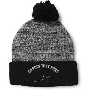 imagePom Pom Beanies for Women Killer Whales Embroidery Skull Cap Winter Hats for Men Acrylic 1 SizeHeather Gray Black Personalized Text Here