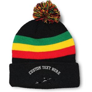 imagePom Pom Beanies for Women Killer Whales Embroidery Skull Cap Winter Hats for Men Acrylic 1 SizeRasta Personalized Text Here