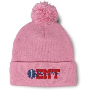 imageSpeedy Pros Pom Pom Beanies for Women EMT Paramedic Embroidery Skull Cap Paramedic Winter Hats for Men Acrylic 1 SizeSoft Pink Design Only