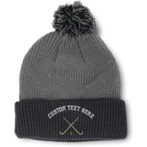 imageSpeedy Pros Pom Pom Beanies for Women Field Hockey Sport A Embroidery Skull Cap Winter Hats for Men Acrylic 1 SizeGrey Black Personalized Text Here