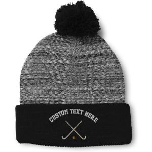 imageSpeedy Pros Pom Pom Beanies for Women Field Hockey Sport A Embroidery Skull Cap Winter Hats for Men Acrylic 1 SizeHeather Gray Black Personalized Text Here