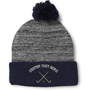 imageSpeedy Pros Pom Pom Beanies for Women Field Hockey Sport A Embroidery Skull Cap Winter Hats for Men Acrylic 1 SizeHeather Gray Navy Personalized Text Here