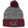 imagePom Pom Beanies for Women Faith Christian Cross Embroidery Skull Cap Winter Hats for Men Acrylic 1 SizeHeather Gray Burgundy Design Only