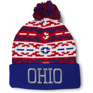 imageSpeedy Pros Pom Pom Beanies for Women Ohio State USA America A Embroidery Skull Cap Winter Hats for Men Acrylic 1 SizeAmerican Pixel Design Only