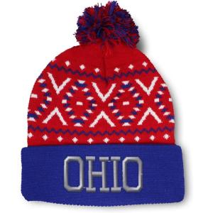 imageSpeedy Pros Pom Pom Beanies for Women Ohio State USA America A Embroidery Skull Cap Winter Hats for Men Acrylic 1 SizeAmerican X Design Only