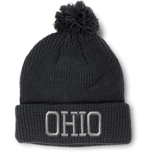 imageSpeedy Pros Pom Pom Beanies for Women Ohio State USA America A Embroidery Skull Cap Winter Hats for Men Acrylic 1 SizeBlack Design Only