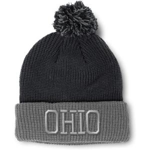 imageSpeedy Pros Pom Pom Beanies for Women Ohio State USA America A Embroidery Skull Cap Winter Hats for Men Acrylic 1 SizeBlack Grey Design Only