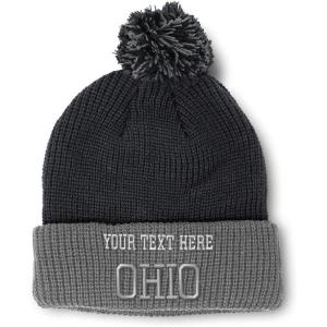 imageSpeedy Pros Pom Pom Beanies for Women Ohio State USA America A Embroidery Skull Cap Winter Hats for Men Acrylic 1 SizeBlack Grey Personalized Text Here