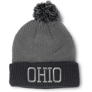 imageSpeedy Pros Pom Pom Beanies for Women Ohio State USA America A Embroidery Skull Cap Winter Hats for Men Acrylic 1 SizeGrey Black Design Only