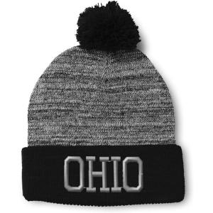 imageSpeedy Pros Pom Pom Beanies for Women Ohio State USA America A Embroidery Skull Cap Winter Hats for Men Acrylic 1 SizeHeather Gray Black Design Only
